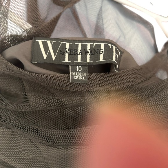 White by Vera Wang Gray Tulle Ruched Cocktail Dress with Sash Size 10 VW361021 - Picture 6 of 7